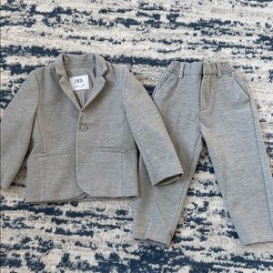 Zara Kids Light Gray Blazer and Pants Set